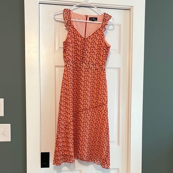 Lulu's Vibrant Red Geometric Midi Dress - Picture 1 of 3